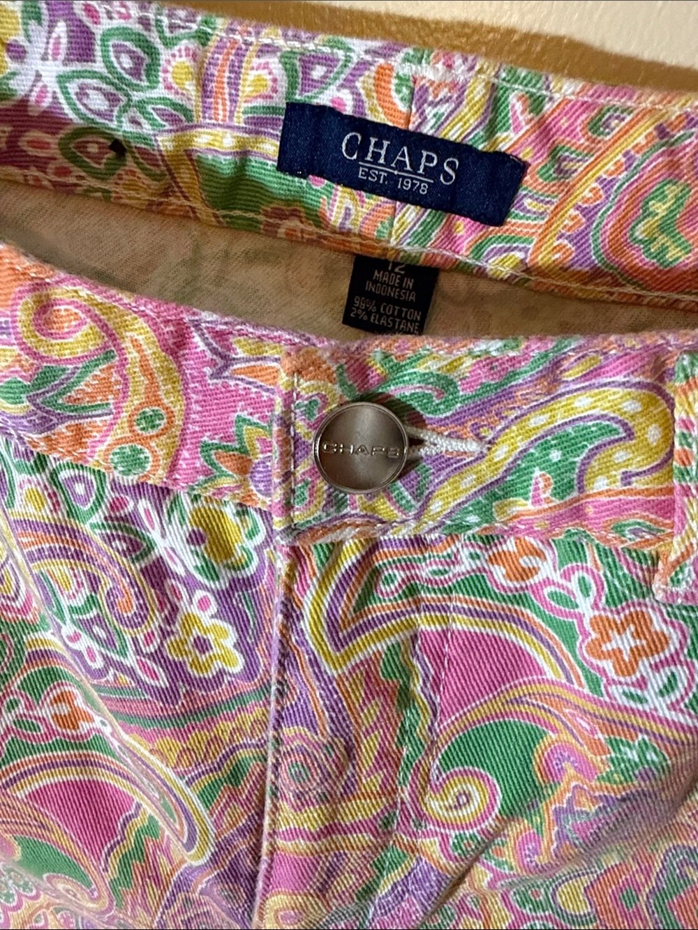 Chaps Jeans - Psychedelic - Pink, Orange, Lilac, Green, Yellow — SZ 12